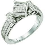 0.20 Carat (ctw) 10k White Gold Round White Diamond Ladies Micro Pave Bridal Engagement Ring