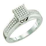 0.25 Carat (ctw) 10k White Gold Round White Diamond Ladies Micro Pave Bridal Engagement Ring
