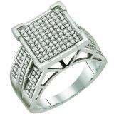 0.50 Carat (ctw) Sterling Silver Brilliant White Diamond Ladies Micro Pave Engagement Ring