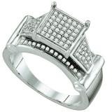 0.25 Carat (ctw) Sterling Silver White Diamond Ladies Micro Pave Bridal Engagement Ring