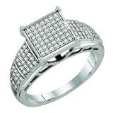 0.33 Carat (ctw) Sterling Silver Round Diamond Ladies Bridal Engagement Ring