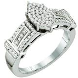 0.33 Carat (ctw) Sterling Silver White Diamond Ladies Micro Pave Engagement Ring
