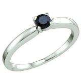 0.26 Carat (ctw) 10k White Gold Round Black Diamond Ladies Solitaire Engagement Ring
