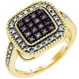 0.19 Carat (ctw) 18k Yellow Gold Plated Sterling Silver Round Diamond Ladies Micro Pave Ring