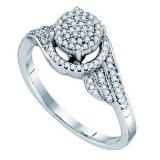 0.25 Carat (ctw) 10k White Gold Brilliant White Diamond Ladies Micro Pave Bridal Engagement Ring
