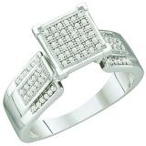 0.25 Carat (ctw) 10k White Gold Round White Diamond Ladies Micro Pave Bridal Engagement Ring