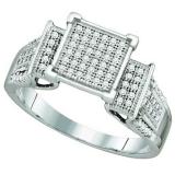 0.30 Carat (ctw) 10k White Gold Brilliant White Diamond Ladies Micro Pave Bridal Engagement Ring
