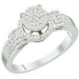 0.25 Carat (ctw) 10k White Gold Round White Diamond Ladies Micro Pave Bridal Engagement Ring
