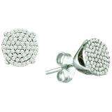 0.33 Carat (ctw) 10k White Gold Brilliant White Diamond Ladies Micro Pave Cluster Earrings