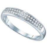 0.10 Carat (ctw) 10k White Gold Brilliant White Diamond Ladies Micro Pave Wedding Band