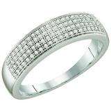 0.25 Carat (ctw) 10k White Gold Brilliant White Diamond Men's Micro Pave Hip Hop Wedding Band