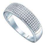 0.33 Carat (ctw) 10k White Gold Brilliant White Diamond Men's Micro Pave Hip Hop Wedding Band