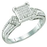 0.20 Carat (ctw) 10k White Gold Round White Diamond Ladies Bridal Engagement Ring