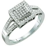 0.20 Carat (ctw) 10k White Gold Brilliant White Diamond Ladies Vintage Style Bridal Engagement Ring