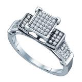 0.20 Carat (ctw) 10k White Gold Brilliant White Diamond Ladies Micro Pave Bridal Engagement Ring