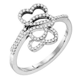 0.20 Carat (ctw) 10k White Gold Round White Diamond Ladies Three Hearts Infinity Love Promise Ring