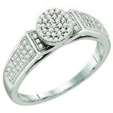 0.25 Carat (ctw) 10k White Gold Round White Diamond Ladies Micro Pave Bridal Engagement Ring