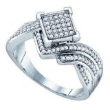 0.33 Carat (ctw) 10k White Gold Round White Diamond Ladies Micro Pave Bridal Engagement Ring