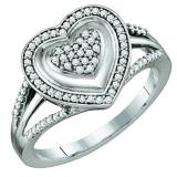 0.25 Carat (ctw) 10k White Gold Round White Diamond Ladies Promise Heart Engagement Ring