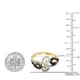 0.33 Carat (ctw) 10k Yellow Gold Black & White Diamond Ladies Cocktail Right Hand Ring