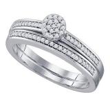 0.20 Carat (ctw) 10k White Gold Round White Diamond Ladies Bridal Engagement Ring Matching Band Set