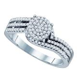 0.33 Carat (ctw) 10k White Gold Round White Diamond Ladies Micro Pave Bridal Engagement Ring