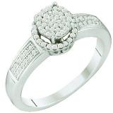 0.25 Carat (ctw) 10k White Gold Brilliant White Diamond Ladies Micro Pave Bridal Engagement Ring