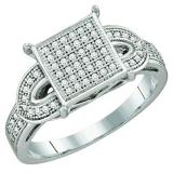 0.25 Carat (ctw) 10k White Gold Brilliant White Diamond Ladies Micro Pave Bridal Engagement Ring