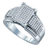 0.33 Carat (ctw) 10k White Gold Round White Diamond Ladies Micro Pave Bridal Engagement Ring