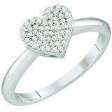 0.15 Carat (ctw) 10k White Gold Round Diamond Ladies Micro Pave Promise Heart Engagement Ring