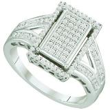 0.33 Carat (ctw) 10k White Gold Brilliant White Diamond Ladies Micro Pave Bridal Engagement Ring