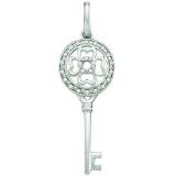 0.05 Carat (ctw) 10k White Gold Brilliant Round White Diamond Ladies Key Pendant