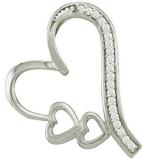 0.07 Carat (ctw) 10k White Gold Brilliant White Diamond Ladies Three Hearts Pendant