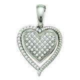 0.20 Carat (ctw) 10k White Gold Round White Diamond Ladies Heart Pendant
