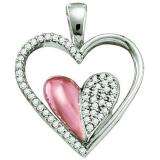 0.20 Carat (ctw) 10k White Gold Brilliant White Diamond Ladies Heart Pendant