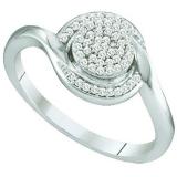 0.15 Carat (ctw) 10k White Gold Round Diamond Ladies Bridal Engagement Ring