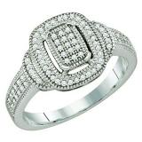 0.25 Carat (ctw) 10k White Gold Brilliant White Diamond Ladies Micro Pave Bridal Engagement Ring