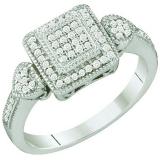 0.20 Carat (ctw) 10k White Gold Round White Diamond Ladies Micro Pave Bridal Engagement Ring