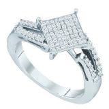 0.33 Carat (ctw) 10k White Gold Brilliant White Diamond Ladies Micro Pave Bridal Engagement Ring