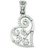 0.15 Carat (ctw) 10k White Gold Brilliant White Diamond Ladies Micro Pave Heart Pendant