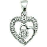 0.15 Carat (ctw) 10k White Gold Brilliant White Diamond Ladies Heart Pendant