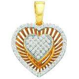 0.25 Carat (ctw) 10k Yellow Gold Brilliant White Diamond Ladies Heart Pendant
