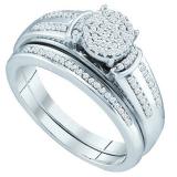 0.25 Carat (ctw) 10k White Gold Brilliant White Diamond Ladies Micro Pave Engagement Ring Bridal Set