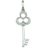 0.05 Carat (ctw) 10k White Gold Brilliant White Diamond Ladies Micro Pave Key Pendant