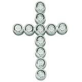 0.04 Carat (ctw) 10k White Gold Round White Diamond Ladies Cross Pendant