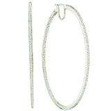 0.75 Carat (ctw) 10k White Gold Round White Diamond Ladies Micro Pave Fashion Hoop Earrings