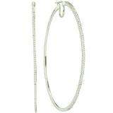 0.50 Carat (ctw) 10k White Gold Round White Diamond Ladies Micro Pave Fashion Hoop Earrings