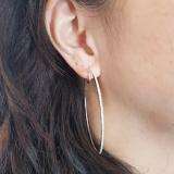 0.50 Carat (ctw) 10k White Gold Round White Diamond Ladies Micro Pave Fashion Hoop Earrings