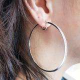 0.50 Carat (ctw) 10k White Gold Round White Diamond Ladies Micro Pave Fashion Hoop Earrings