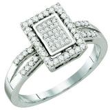 0.29 Carat (ctw) 10k White Gold Brilliant White Diamond Ladies Micro Pave Engagement Ring